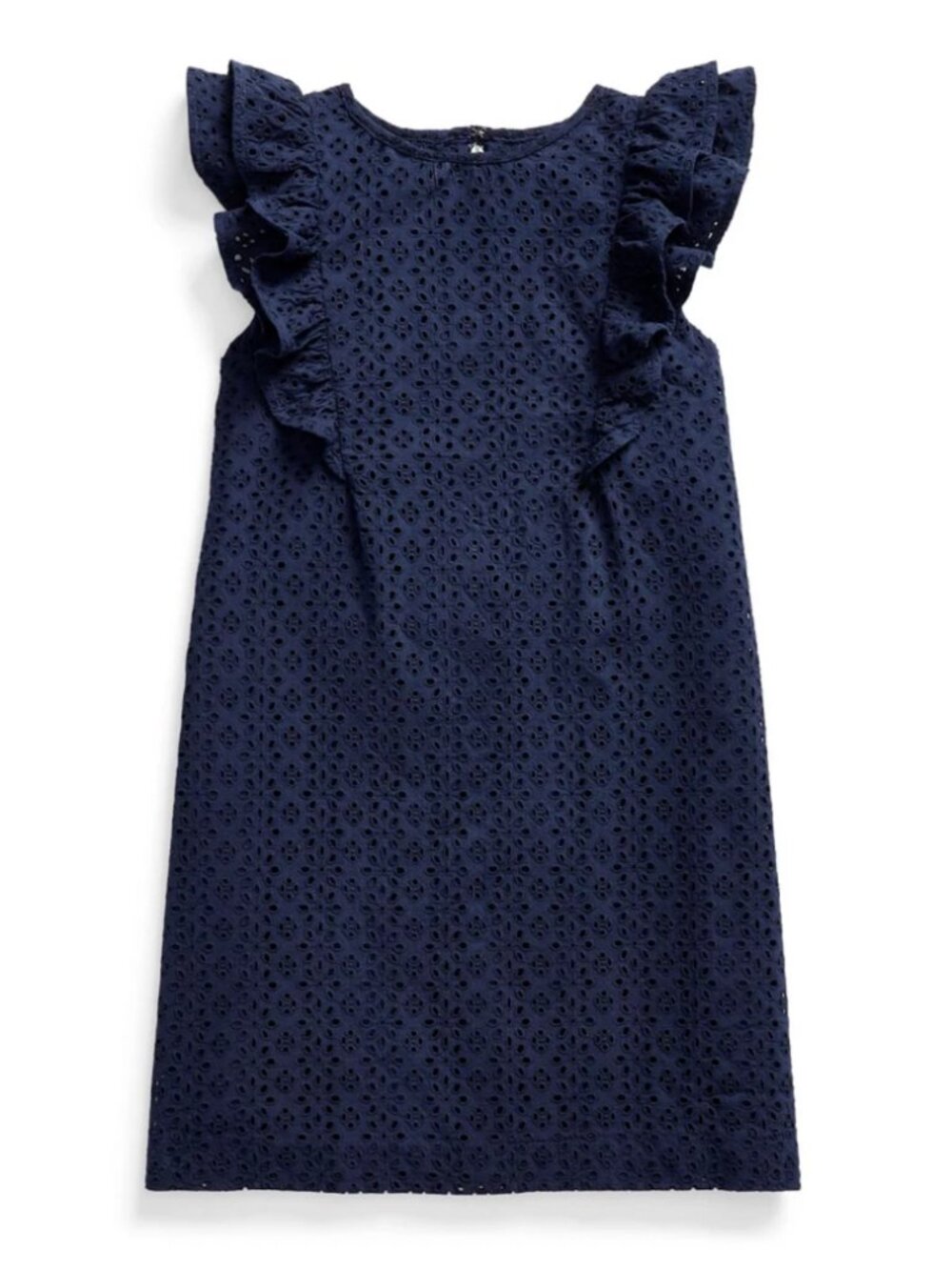 🌟 POLO RALPH LAUREN 🌟 GIRLS EMBROIDERED EYELET COTTON A LINE DRESS NAVY SZ 12
